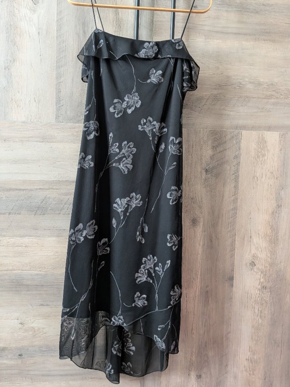 Byer Too! VTG dress Floral Whimsigoth, Fairy core, asymetirical, 90s, black